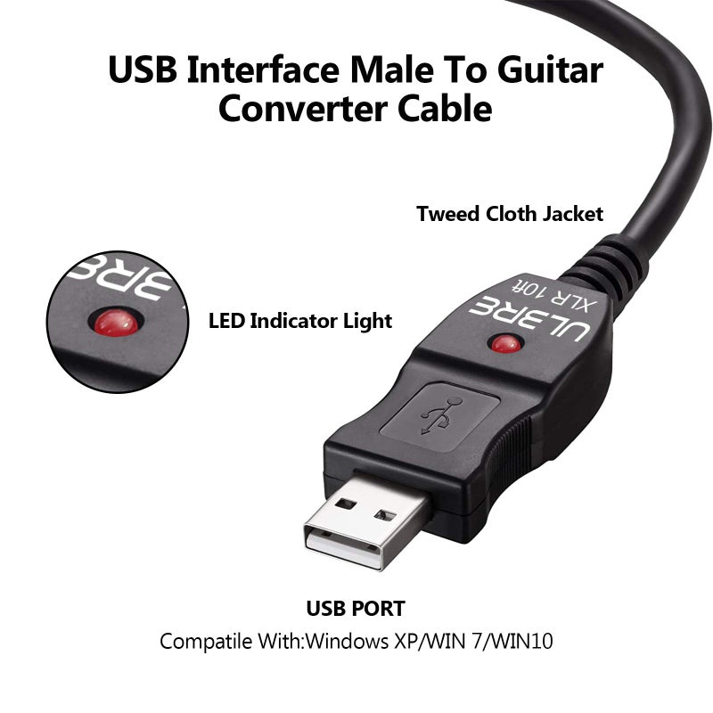 ULBRE USB Microphone Cable 10Ft, XLR to USB Cable Mic Link Converter Cable Studio Audio Cable Connector Cords Adapter for Microphones or Recording Instrument Karaoke - Image 5